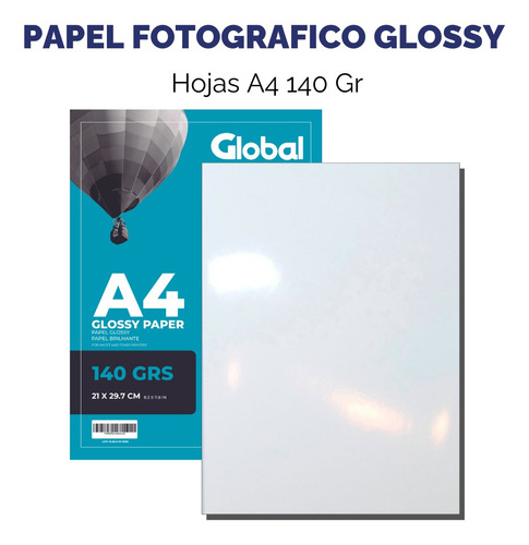 Papel Fotografico Brillante A4 140g 20h Global