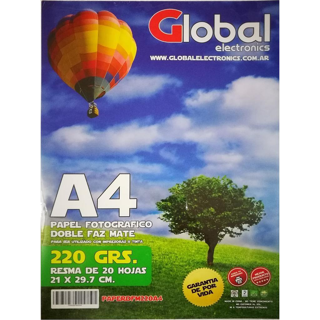 Papel Fotografico Mate Doble Faz A4 220g 20h Global