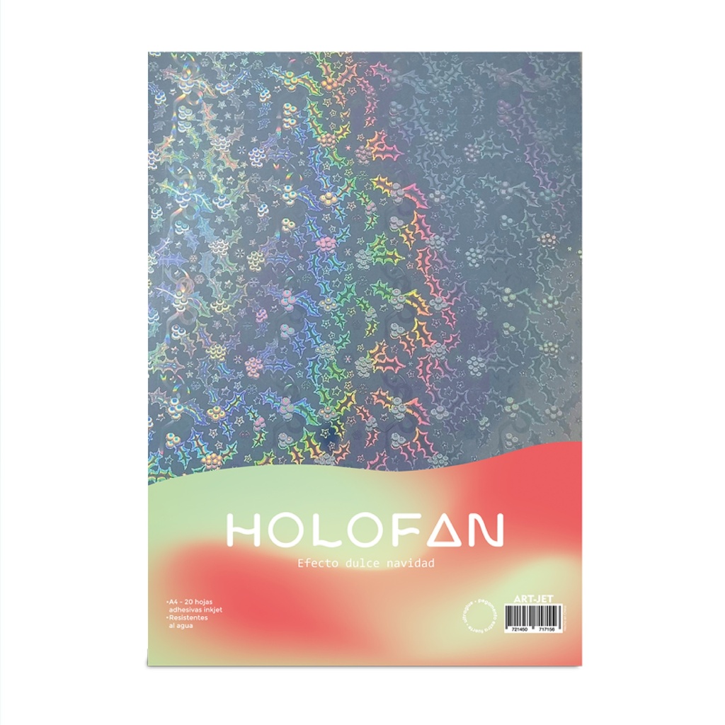 Papel Holofan Holográfico Autoadhesivo Dulce Navidad A4 20h ArtJet