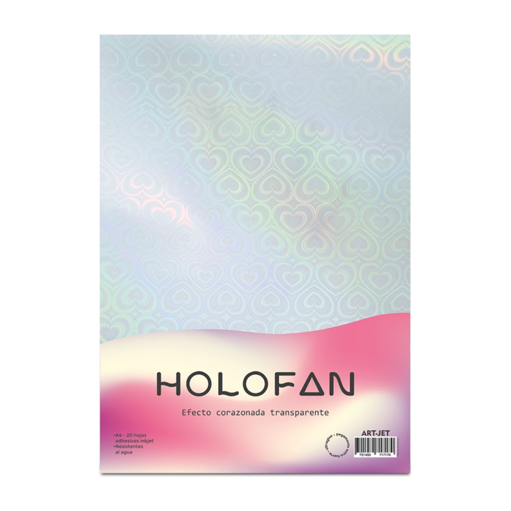 Papel Holofan Holográfico Autoadhesivo Corazonada Transparente A4 20h ArtJet