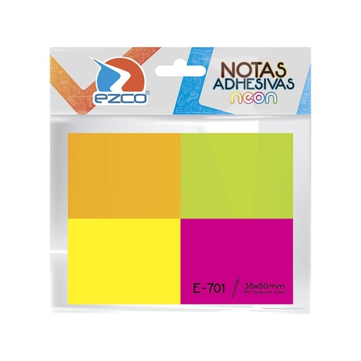 [980701] Notas Adhesivas 38x50 50h x 4 colores Neon