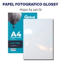 Papel Fotografico Brillante A4 140g 50h Global