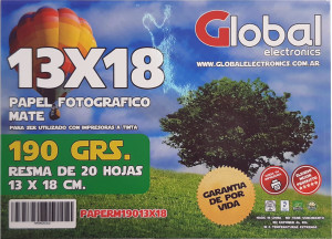 Papel Fotografico Mate 5R (13x18) 190g 20h Global