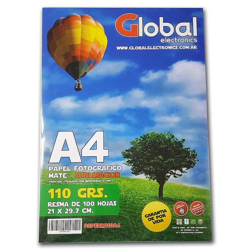 [PAPERM110A4] Papel Sublimacion A4 110g 100h Global