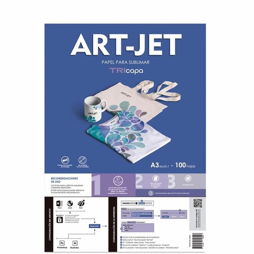 Papel Sublimacion Tricapa A3 100g 100h ArtJet