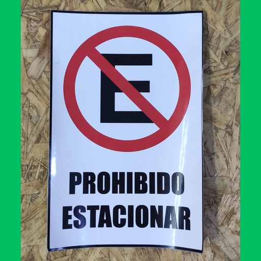 Cartel Prohibido Estacionar Autoadhesivo 14x30cm