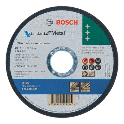 Disco de Corte Standar for Metal Abrasivo 115mm x 1mm A 60T BF Bosch